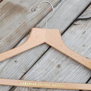 Canadian Pacific Hotels Vintage Wooden Wishbone Brown Wooden Clothes Hanger